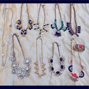 Lot of 8 J. Crew necklaces, one matching J. Crew cuff bracelet, and one BR chain